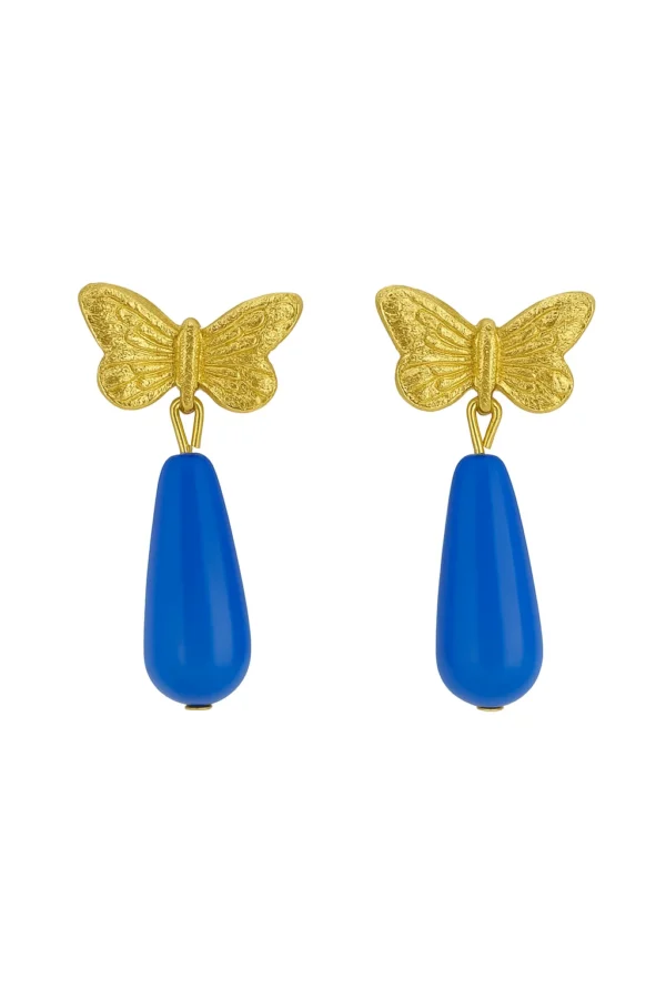 pendientes mariposa azul pequeña