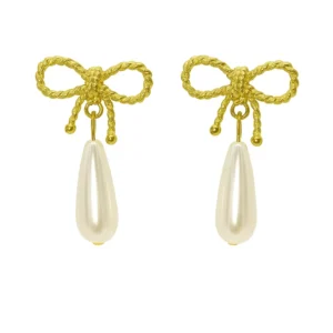 pendientes lazo blanco