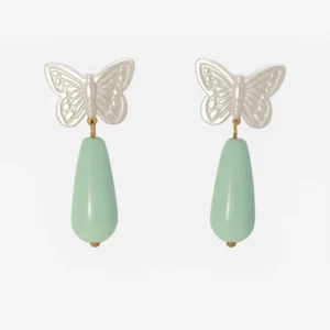 pendientes mariposa blanca verde