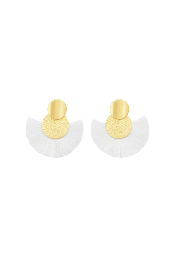 pendientes abanico blanco