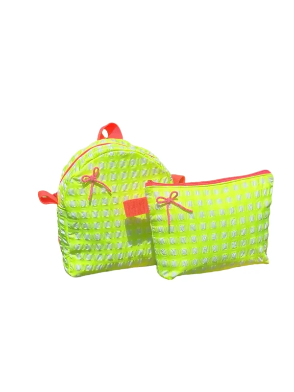 conjunto maleta y neceser neón amarillo