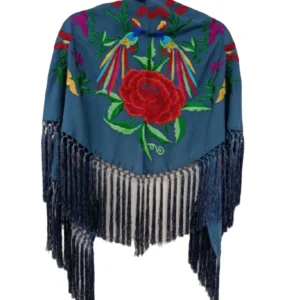 mantón bordado rosa roja