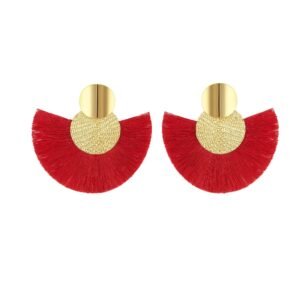 pendientes abanico rojo